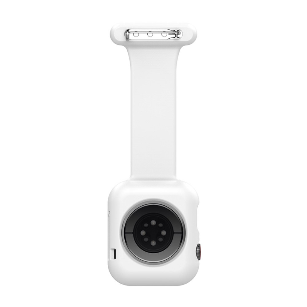 Apple Watch (49/46/45/44 mm) Silikon Uhren Schutzhülle Ansteck Halterung mit Sicherheitsnadel - Weiss