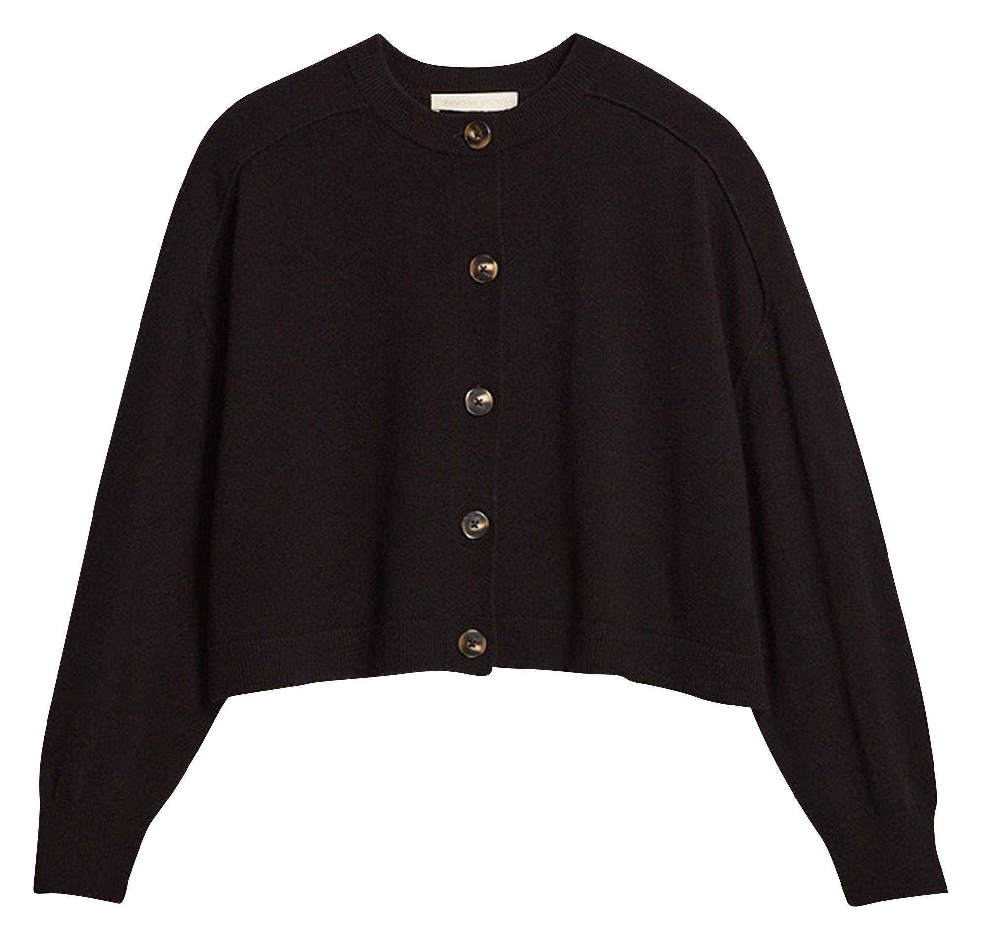 DOUVE - Cardigan col rond ample en laine | Noir