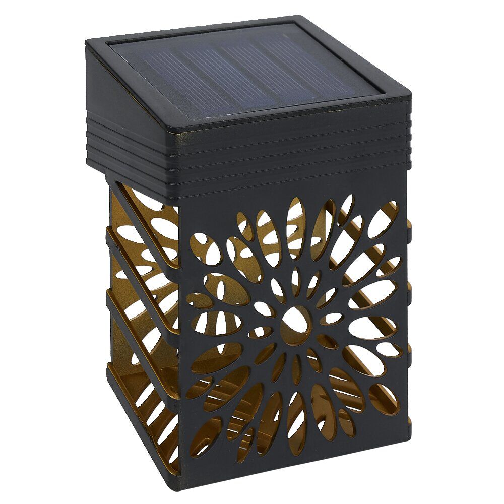 Lampe solaire design fleur plastique noir 7,6x5,2xH10,3cm