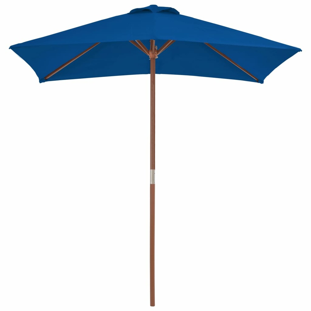 Parasol d'extérieur avec mât en bois 150 x 200 cm bleu