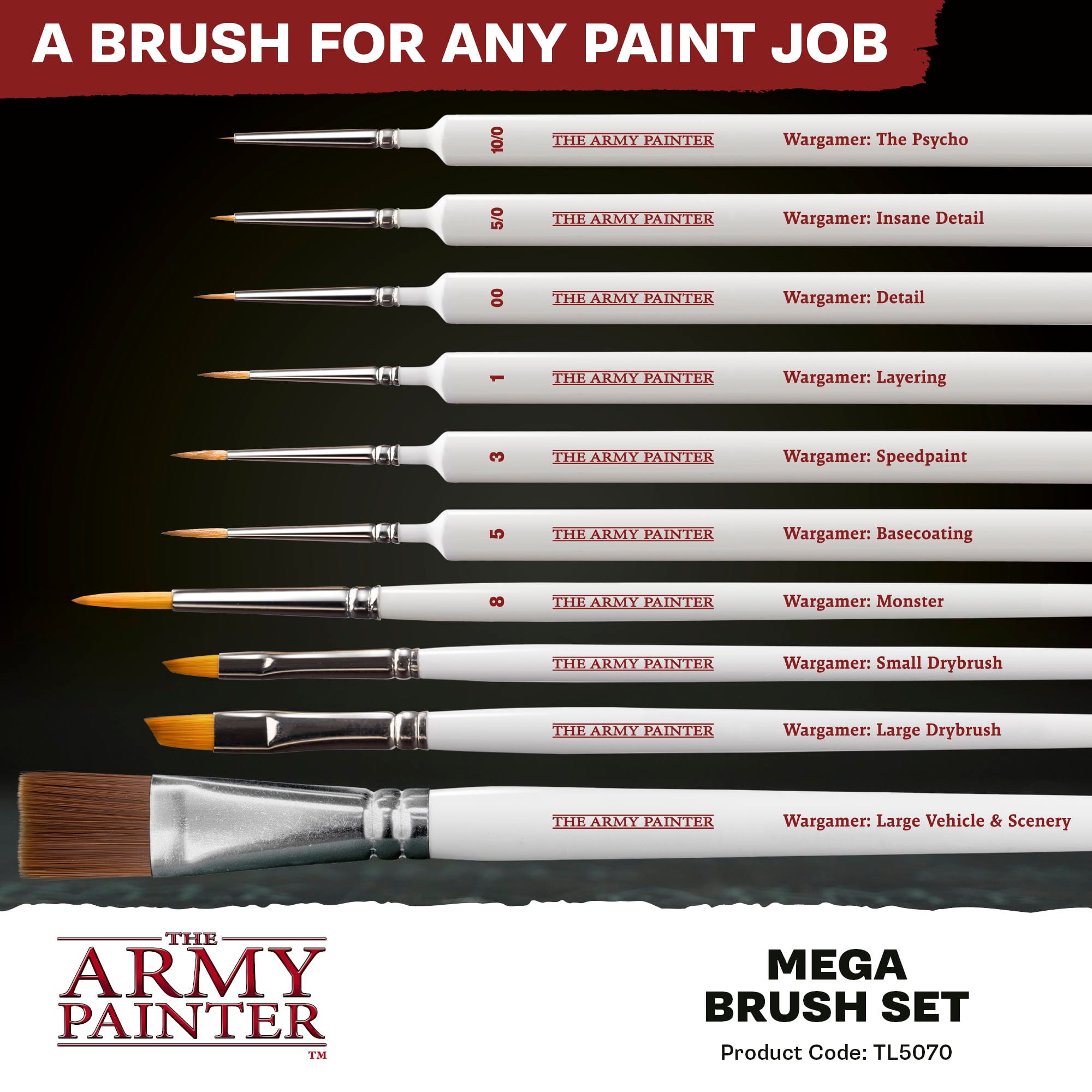 The Army Painter  Mega Brush Set    Alle Wargamer-Pinsel in einem Set!
