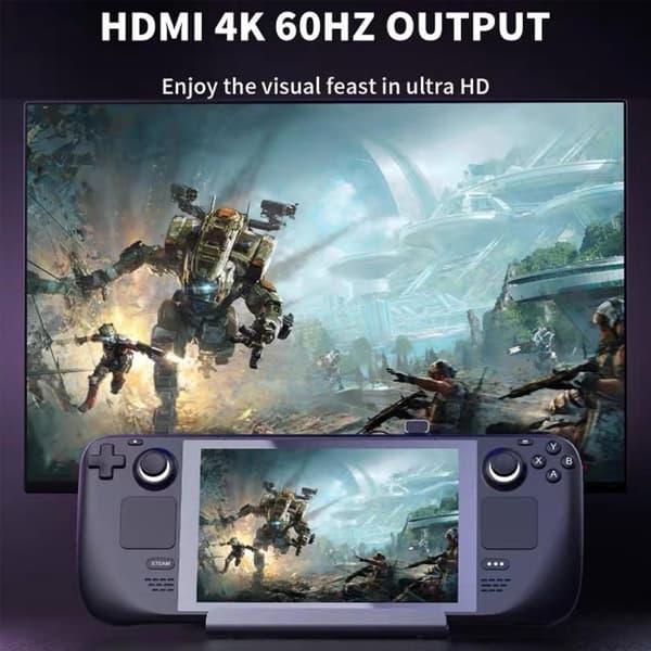 NÖRDIC Steam Deck-dokkingstasjon 1 til 6 - 1xHDMI4K60Hz, 1xUSB-C PD100W, 3xUSB-A 3.1 5Gbps, 1xRJ45 GigaLAN