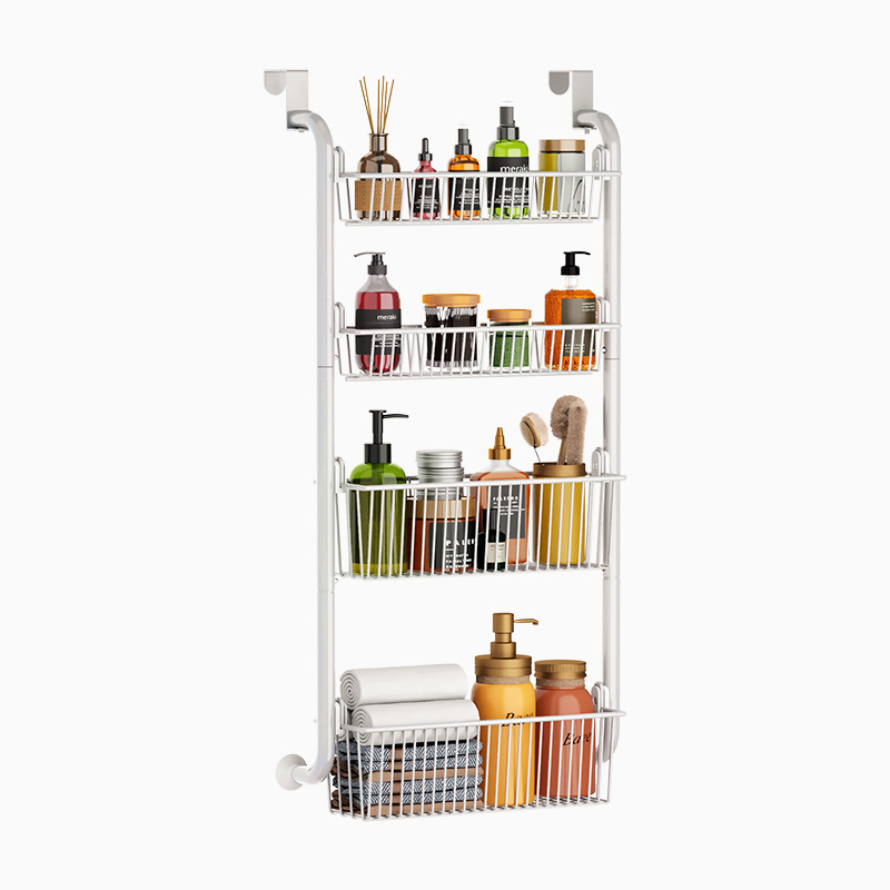 (101x42cm) 4-fach Metall Hänge Regal Küchen Organizer Drahtkorb Lebensmittel Aufbewahrung für Tür / Schrank - Weiss