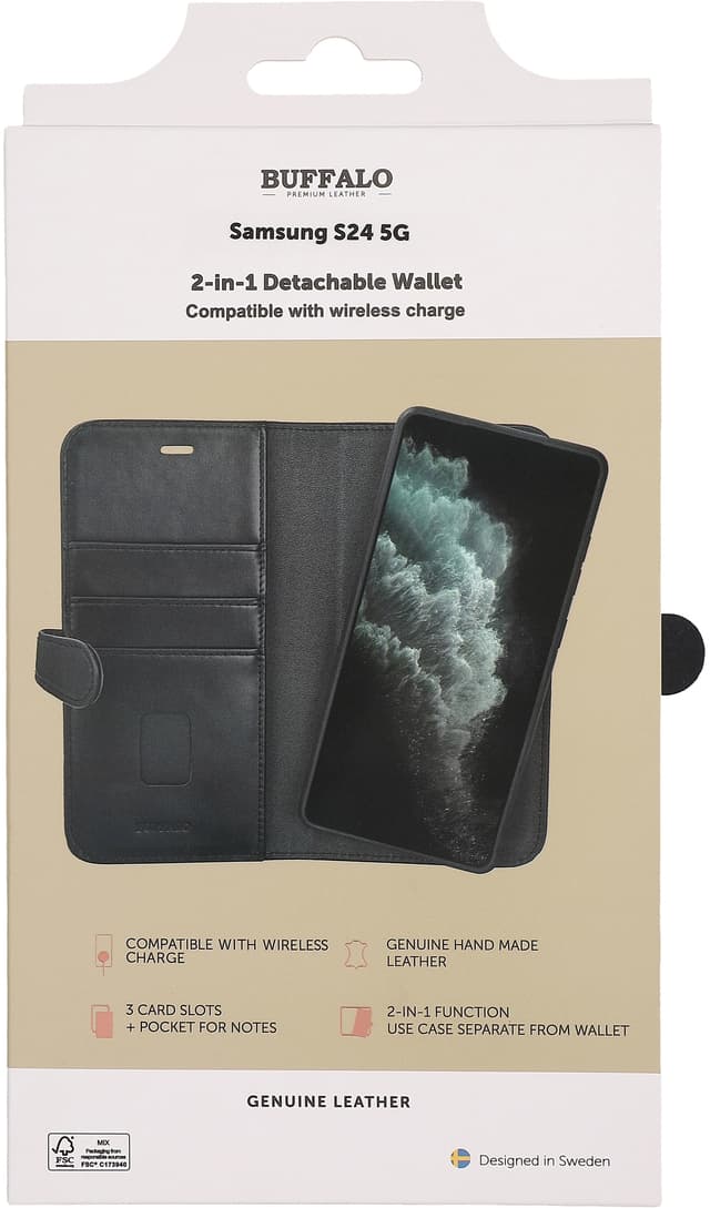 Buffalo 2-i-1 Samsung Galaxy S24 pungetui (sort)