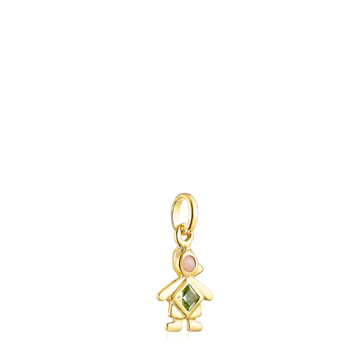 Pingente TOUS Mama para meninos, com banho de ouro 18k sobre prata e pedras preciosas.
