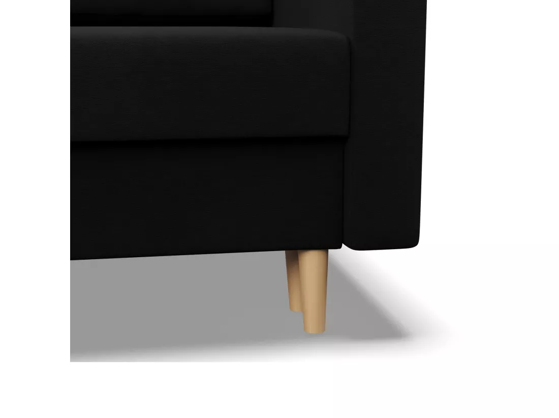 Grand Canapé d'angle en U avec fonction sommeil, Coussin réversible, Noir