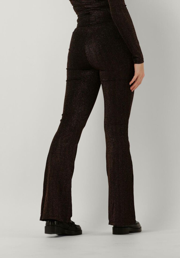 COLOURFUL REBEL zwarte colourful rebel flared broek jolie metallic stripe flare pants