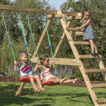 Speeltoestel Jungle Gym Safari douglas met glijbaan donker groen en 2-klimrek module