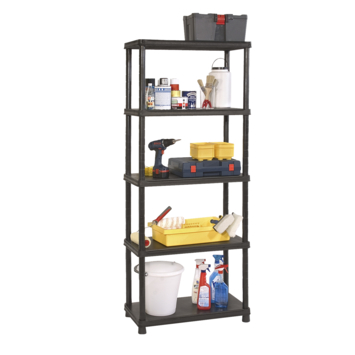 Handson stellingkast kunststof zwart 5 legborden 50 kg/legbord 187x80x40 cm