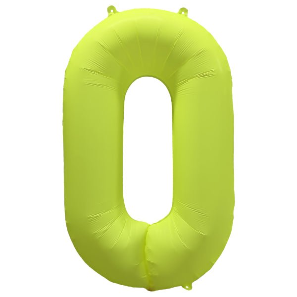 0 Jaar Cijfer Ballon Neon Geel Leeg 86cm