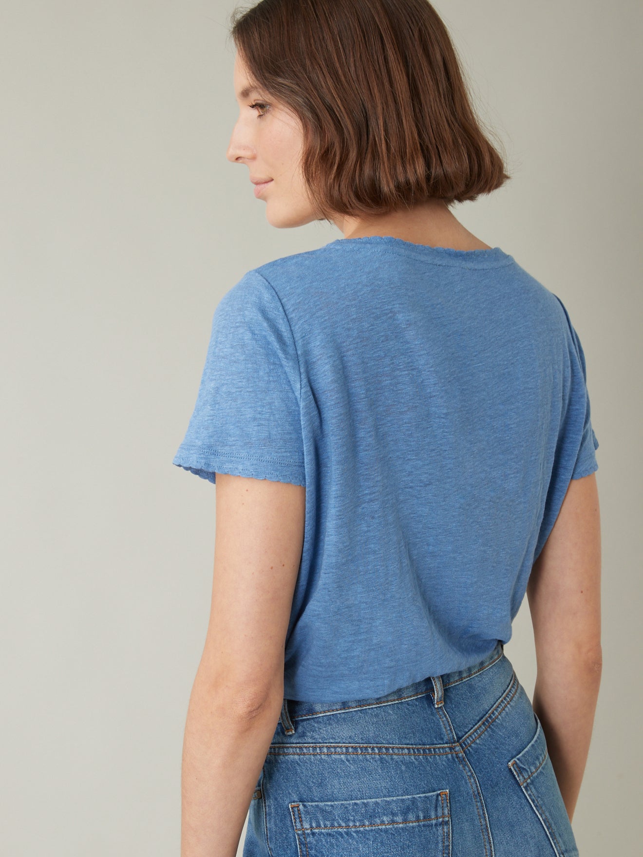 T-shirt lin col V femme