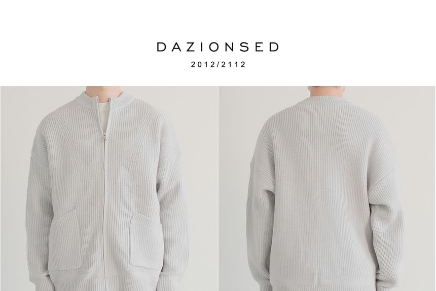 DAZO Studios - Ronde kraag, effen geribbeld gebreid vest met rits