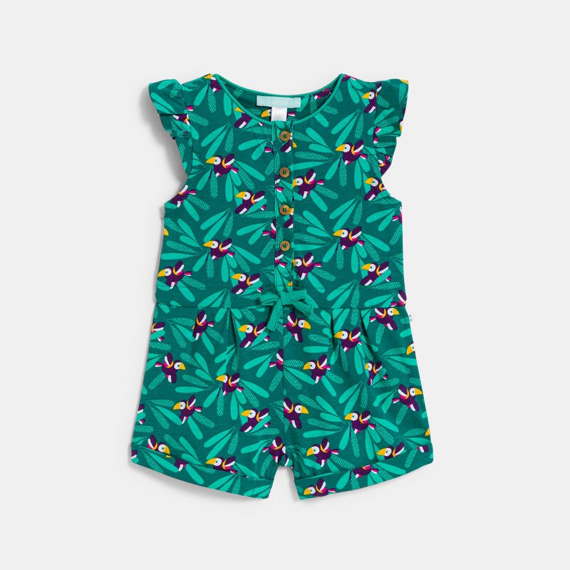 Combi courte légère imprimée vert bébé fille Gris ou noir