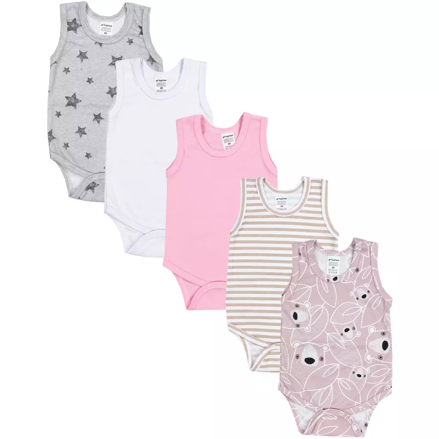 TupTam Baby Mädchen Achselbody 5er Pack rosagrau