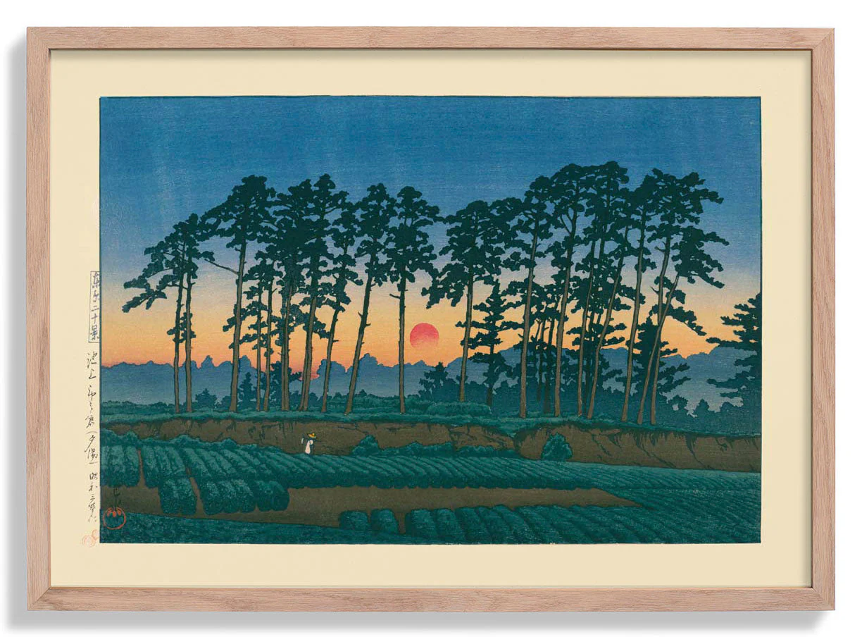 Untergehende Sonne, Ichinokura Kunstdruck von Kawase