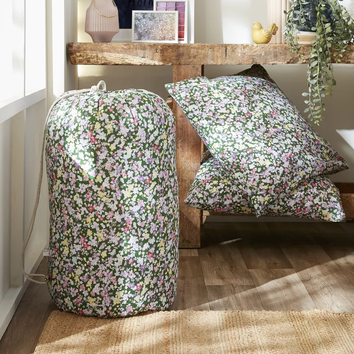 Couette imprimée tempérée (140 x 200 cm) et une taie coton Myosotis Multicolore