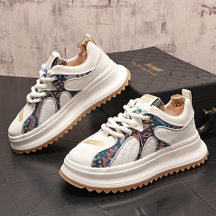 Mr Ozera - Patchwork veterschoenen met plateauzool