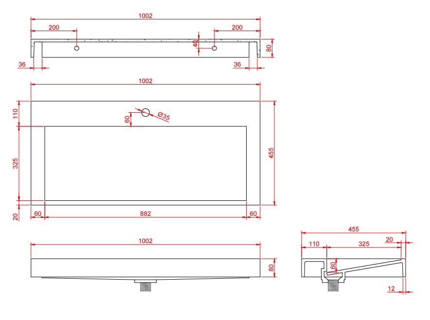 Fontana Elena badkamermeubel 100cm kasteel bruin met solid surface wastafel 1 kraangat