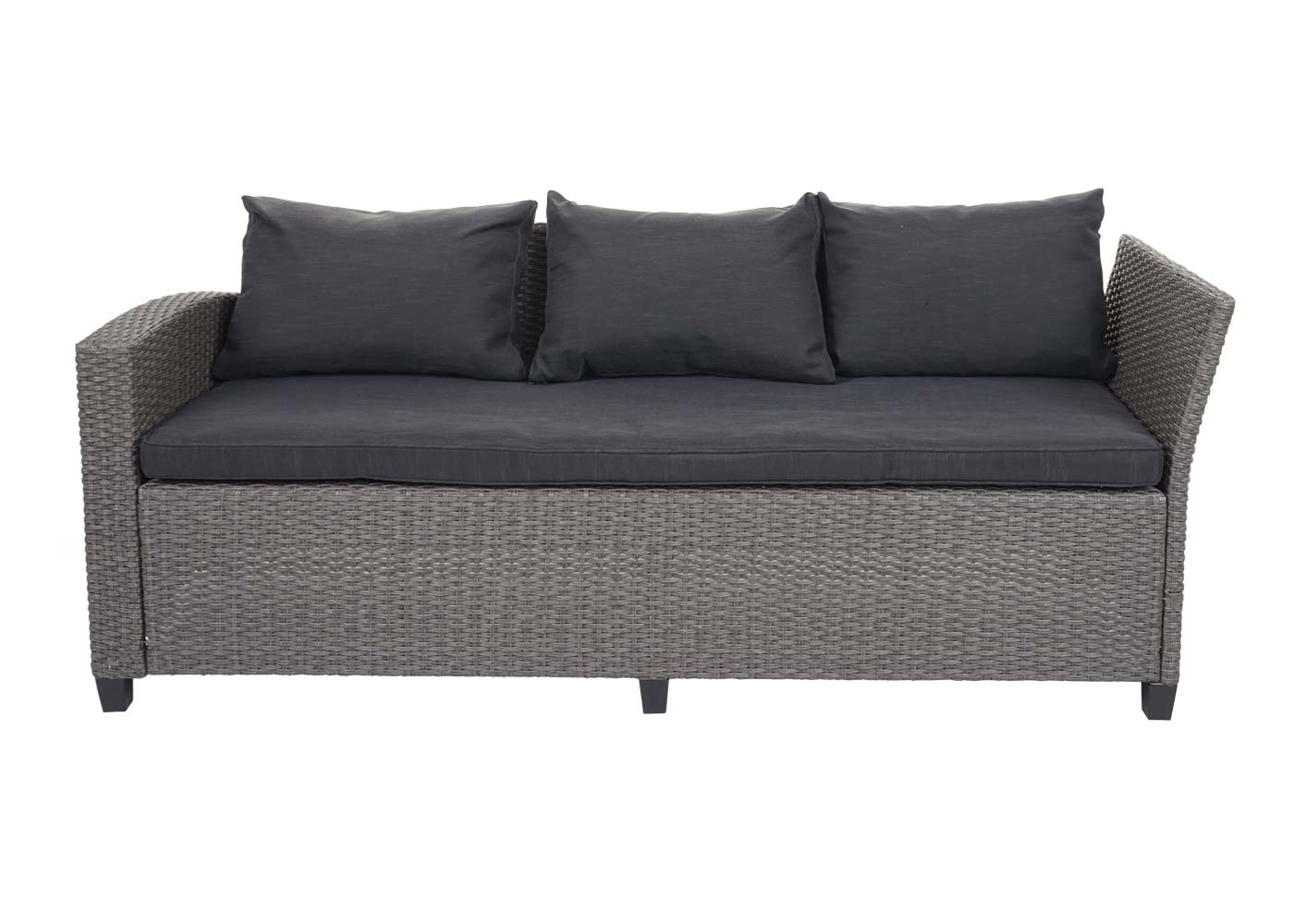 Poly Rattan Garnitur MCW-E96, Garten-/Lounge-Set Sitzgruppe, Spun Poly halbrundes Rattan ~ grau, Kissen anthrazit
