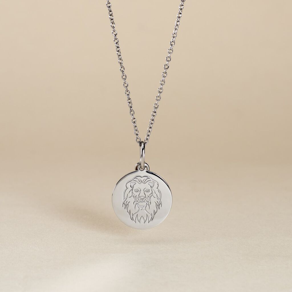 Pendentif Zodiaque Rond Argent Blanc