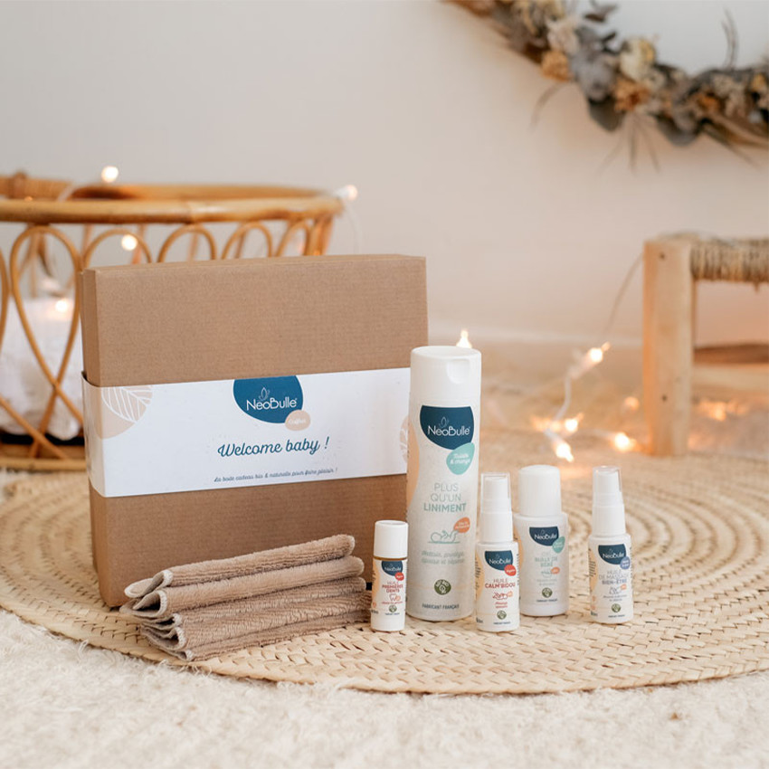 Coffret de naissance avec 5 produits bio Welcome baby !
