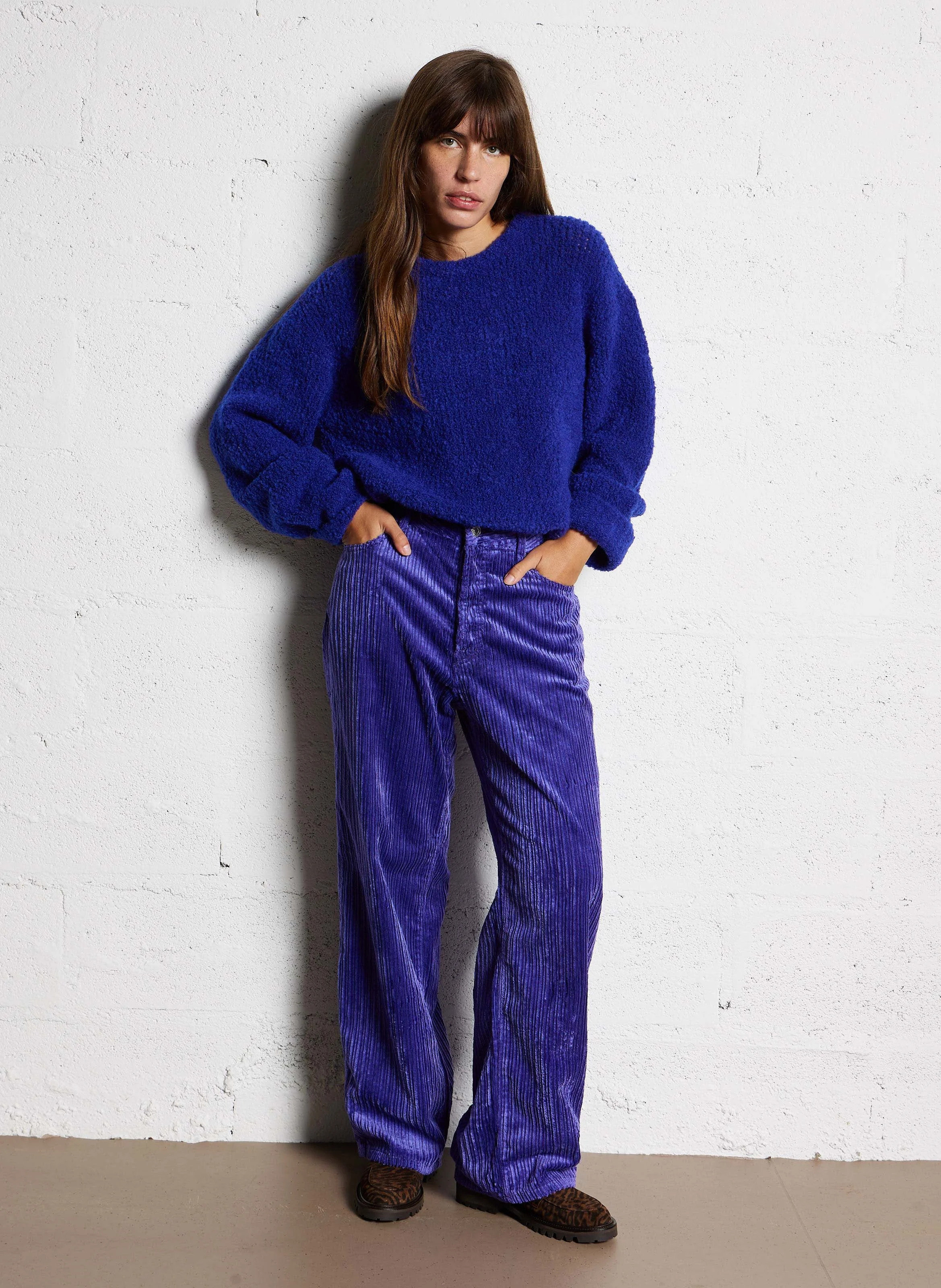 PATY - Pantalon droit en coton mélangé | Violet
