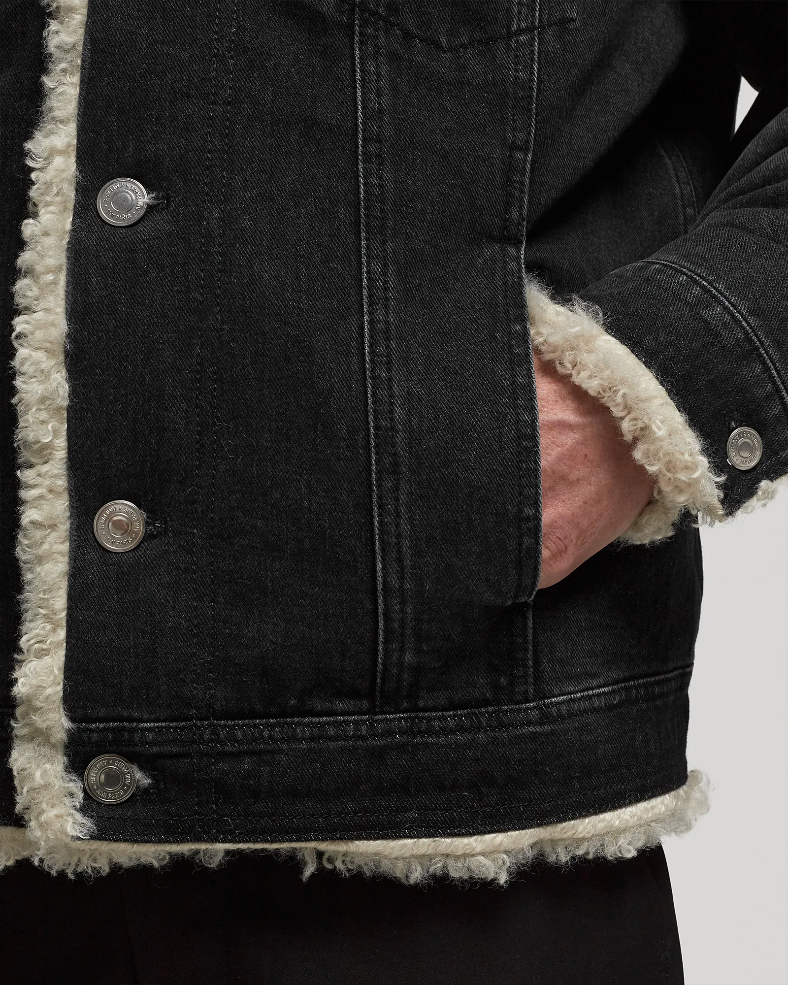 AMI Paris TRUCKER JACKET LINED WITH SYNTHETIC FUR