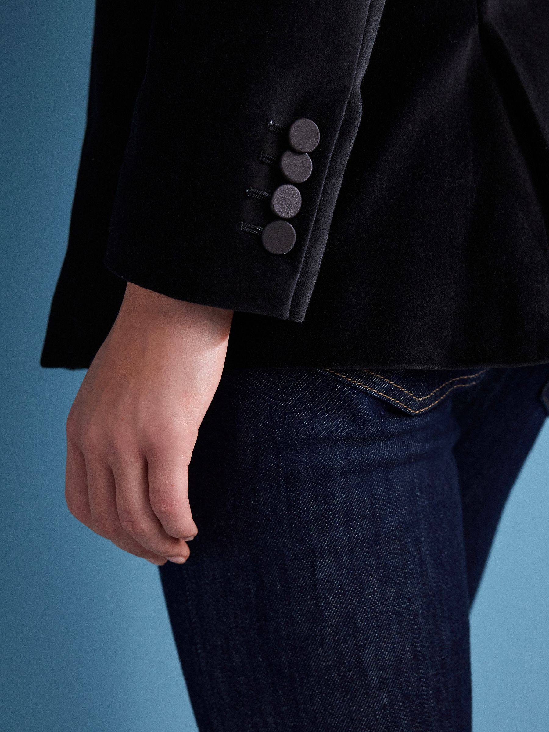 Zwart - Tabitha Simmons X Next katoenen fluwelen single breasted blazer
