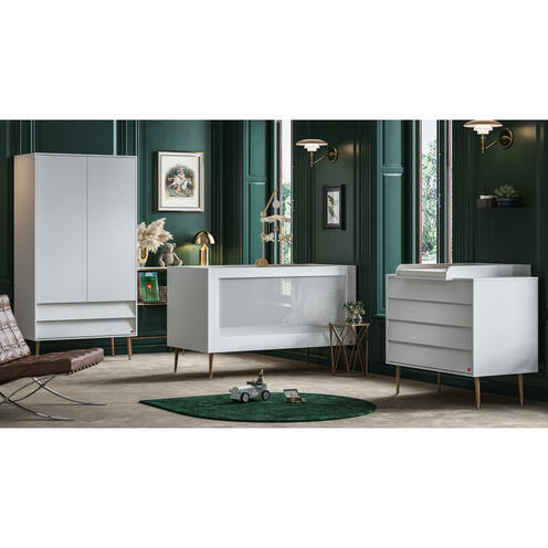 Chambre TRIO Lit 60x120 Commode Armoire BOSQUE NEW Blanc - VOX