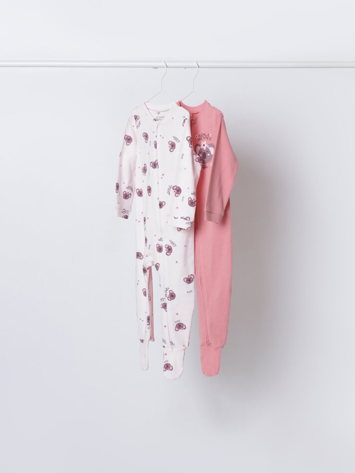 Conjunto com 2 pijamas com zíper - Rosa Claro