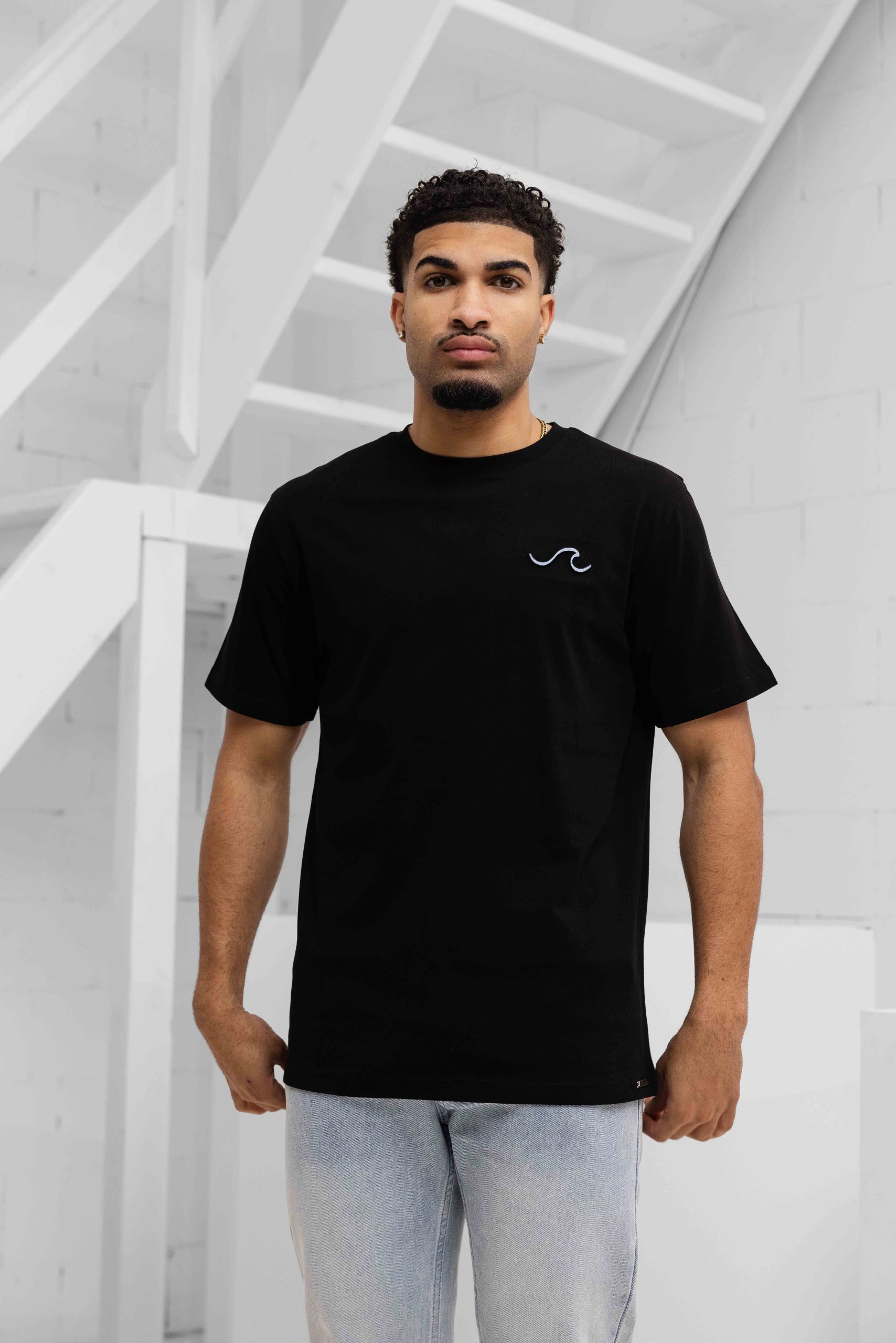 24 Uomo Wave T-Shirt Heren Zwart