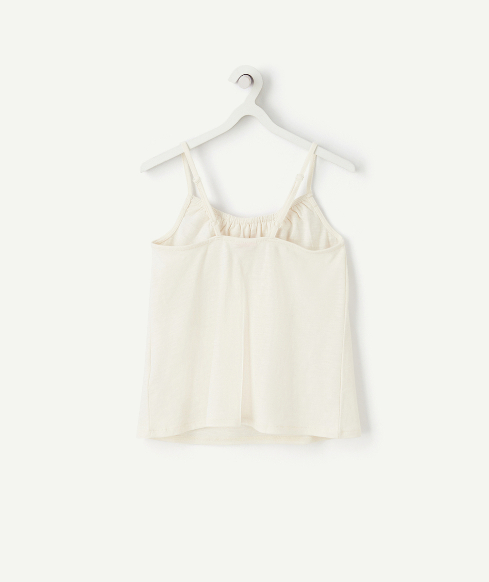 T-SHIRT À BRETELLES FILLE BLANC EN FIBRES RECYCLÉES