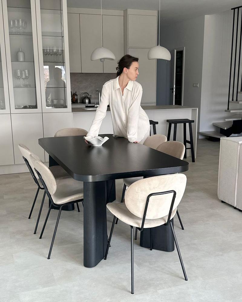 Set van 2 eetkamerstoelen LUANA Fluweel Lichtbeige