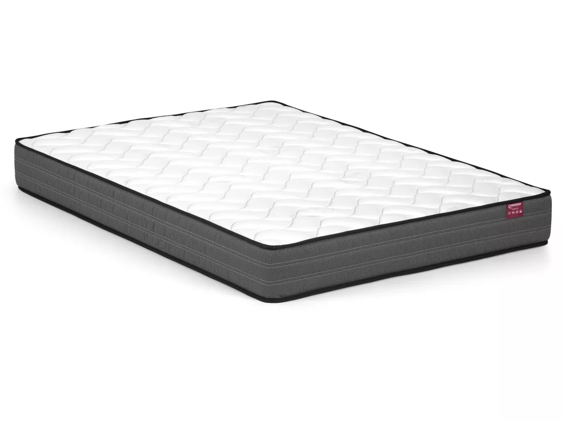 Ensemble lit avec chevets 160 x 200 cm + Sommier + Matelas + Commode + Armoire - Coloris : Naturel et noir - ARIADA