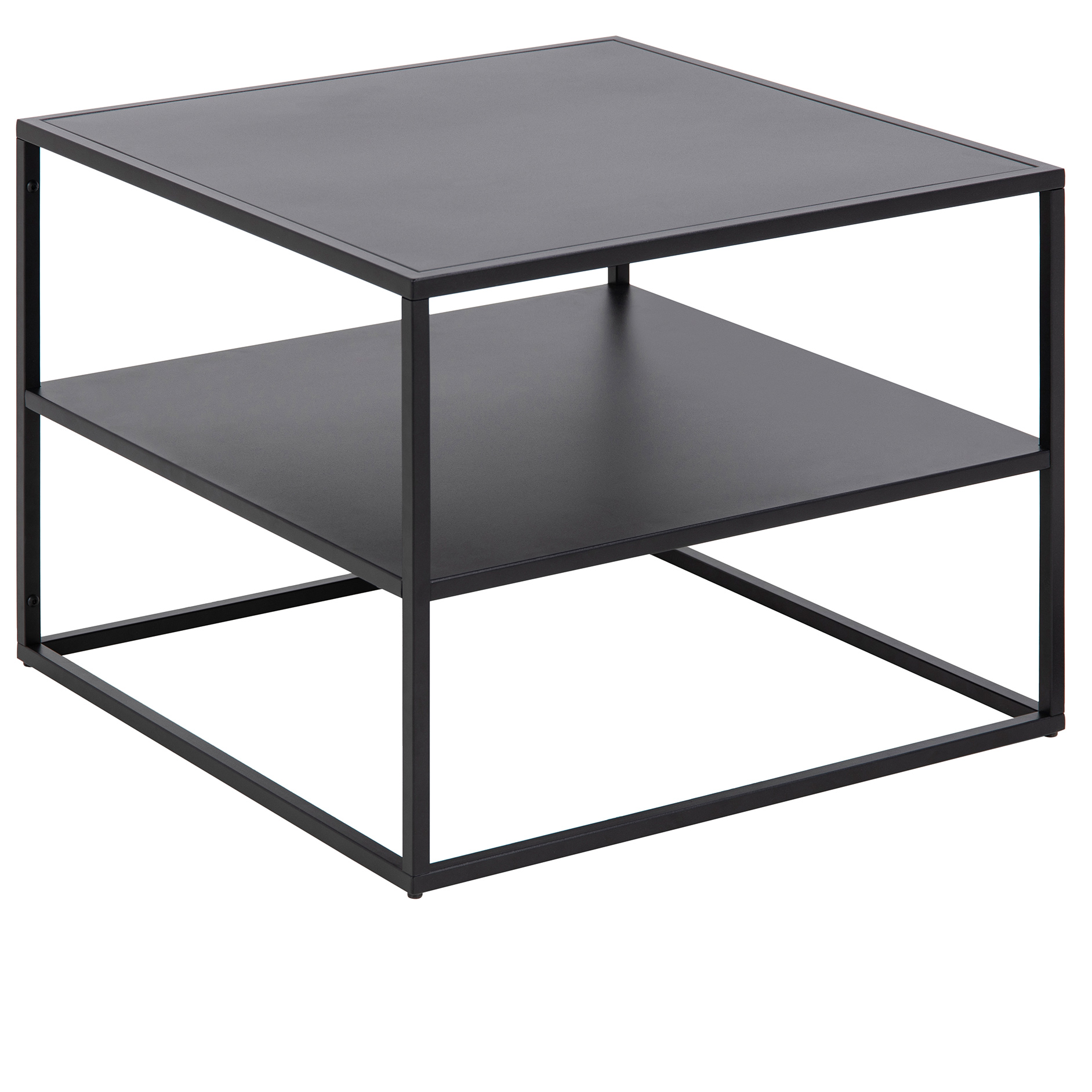 Couchtisch NEWTON - schwarz - Ablage - 60x60 cm