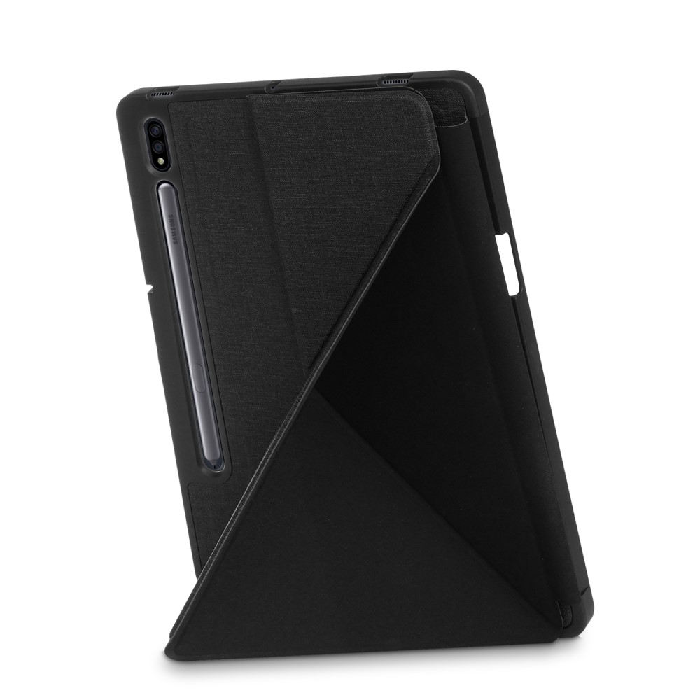 Samsung Galaxy Tab S8  Plus / Tab S7  Plus / Tab S7 FE 5G Leder Tasche Smart Cover Origami Flip Case - Schwarz