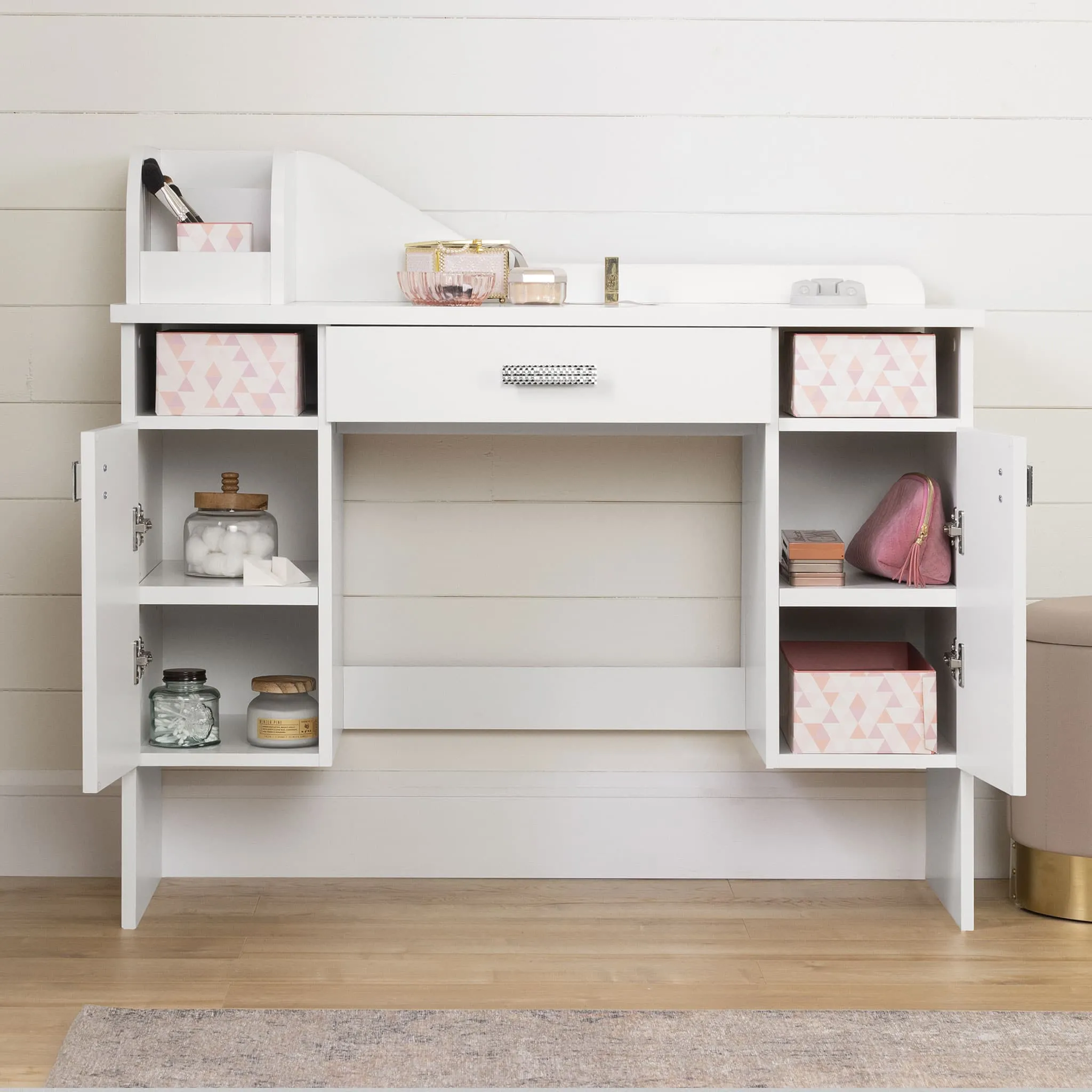South Shore Meuble Coiffeuse Tiara - Blanc Solide