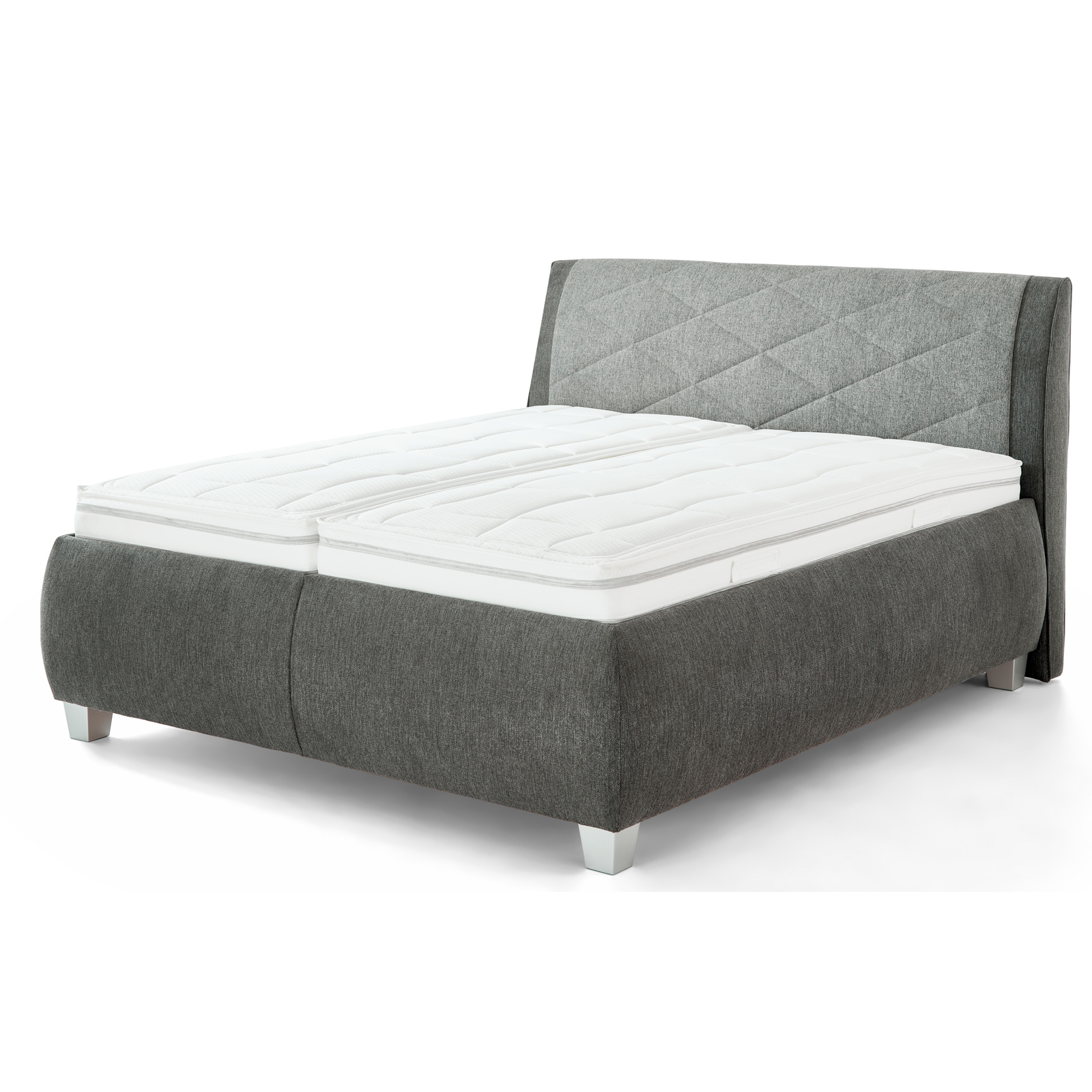 polsterpower Polsterbett - anthrazit-grau - H3/H4 - mit Bettkasten - 180x200 cm