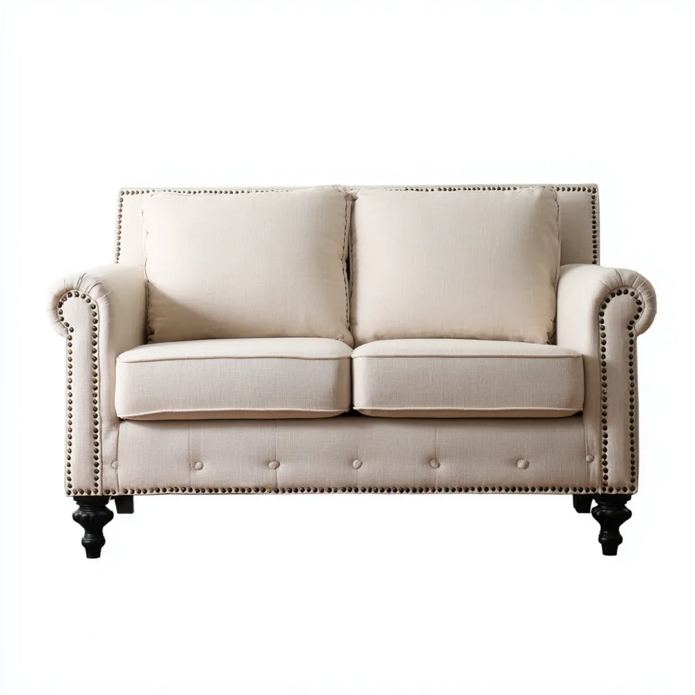 2-Sitzer-Sofa Leinenpolsterung 150x85x95 cm – Beige – Klassisches Design