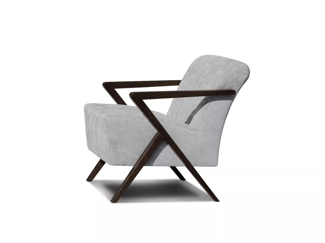 Fauteuil fixe Lebron, tissu gris clair