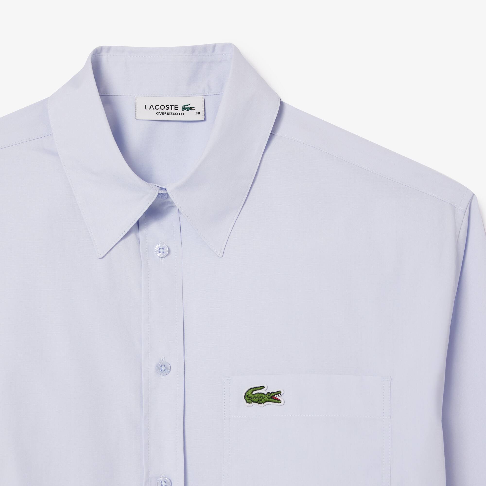 Chemise oversize fit en popeline de coton Chemises & Hauts - Bleu - Lacoste - Femme