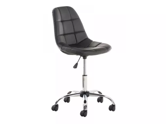 Chaise de bureau - Similicuir & Métal chromé - Noir - Emil