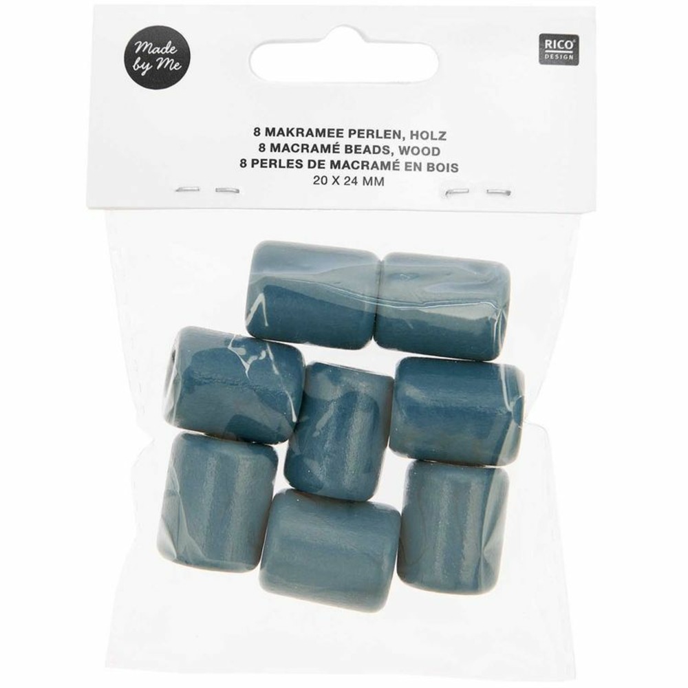 8 perles cylindriques - bois pétrole - 20 mm