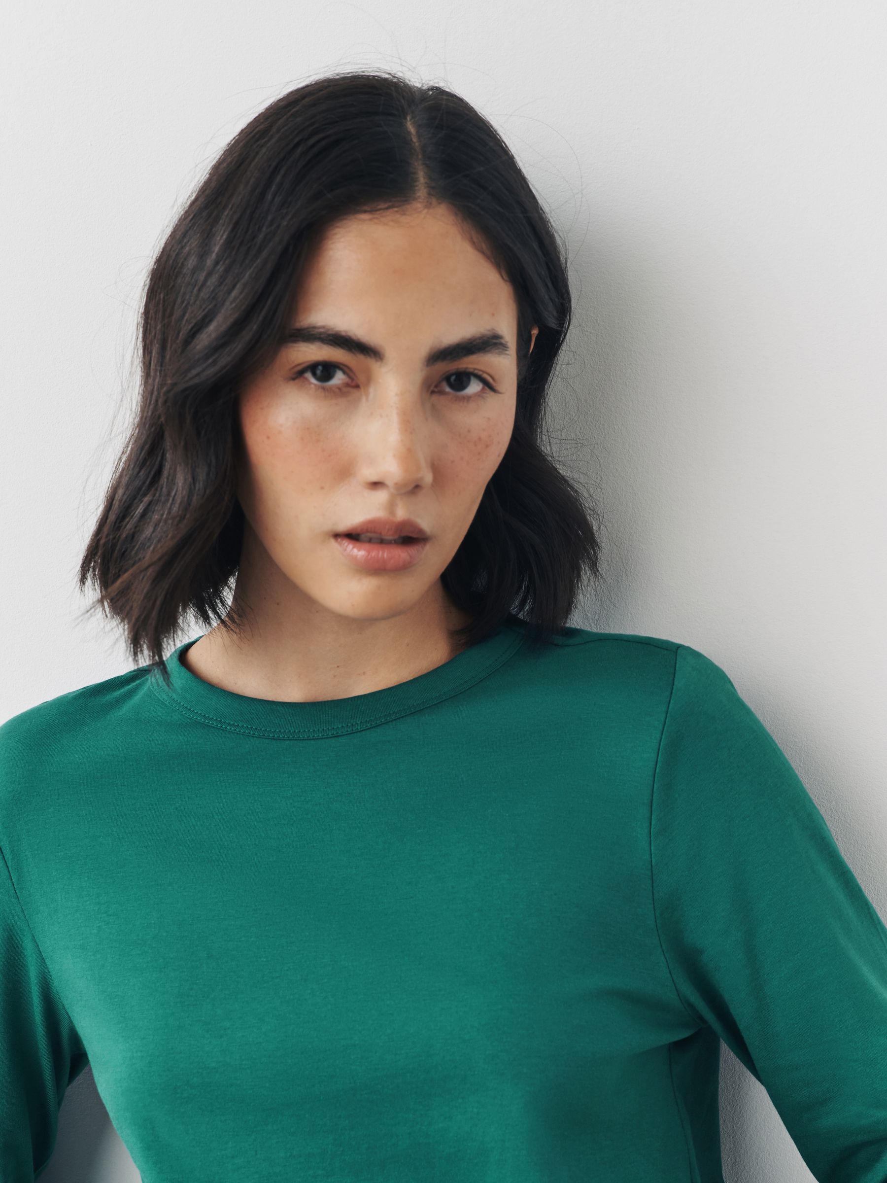 Groen - 100% katoenen T-shirt met lange mouwen