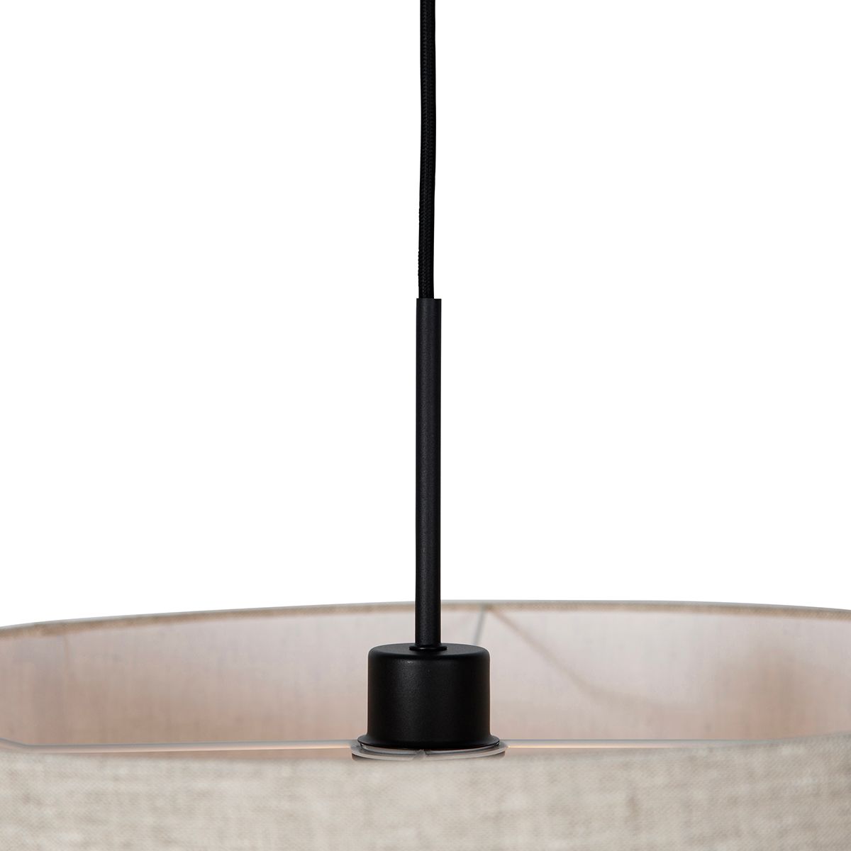 Landelijke hanglamp zwart met beige kap 50 cm - Combi 1
