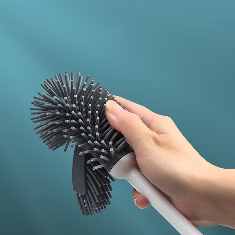 Silikon WC Bürste Toiletten Abfluss Reiniger mit Halterung - Weiss