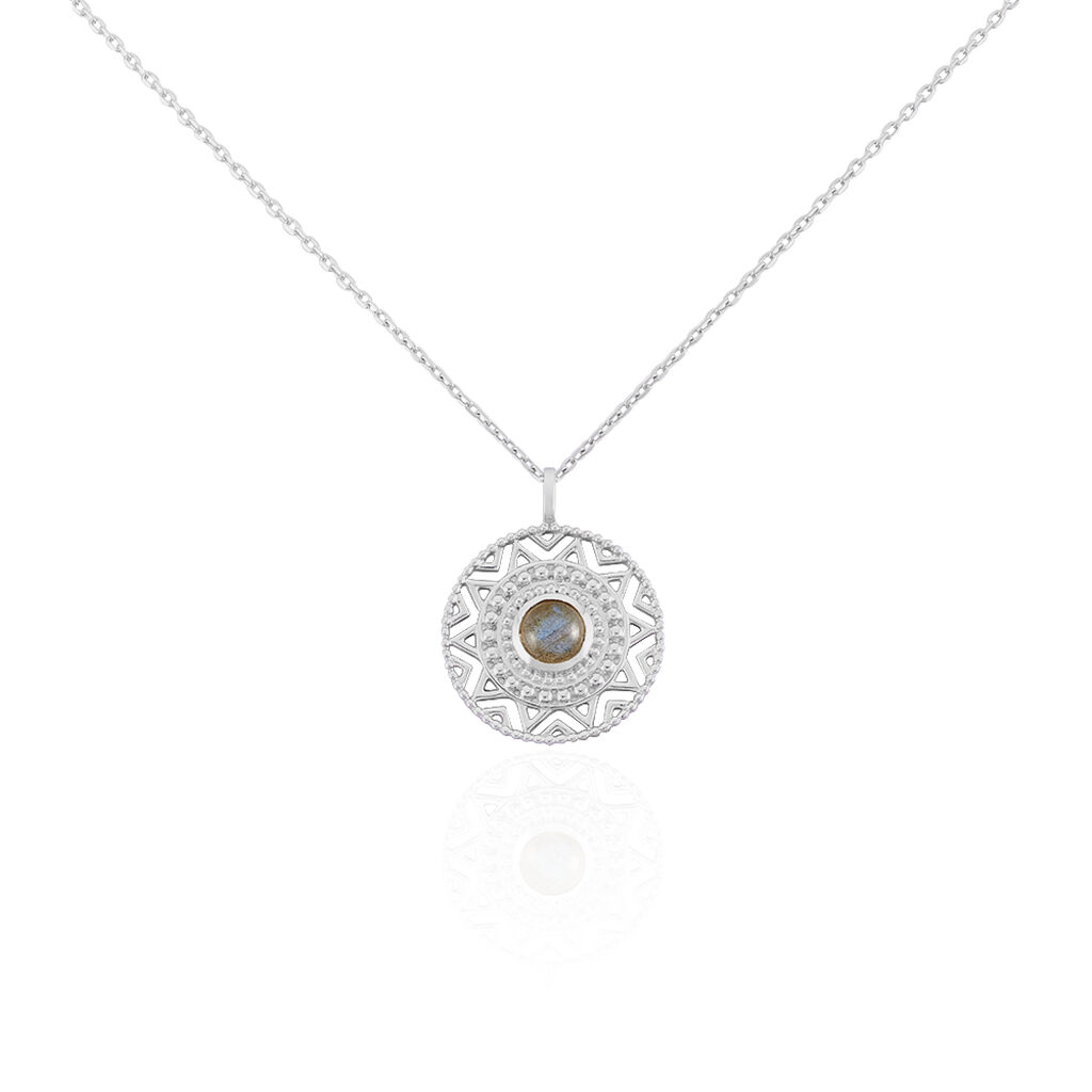 Collier Tokyo Argent Blanc Labradorite