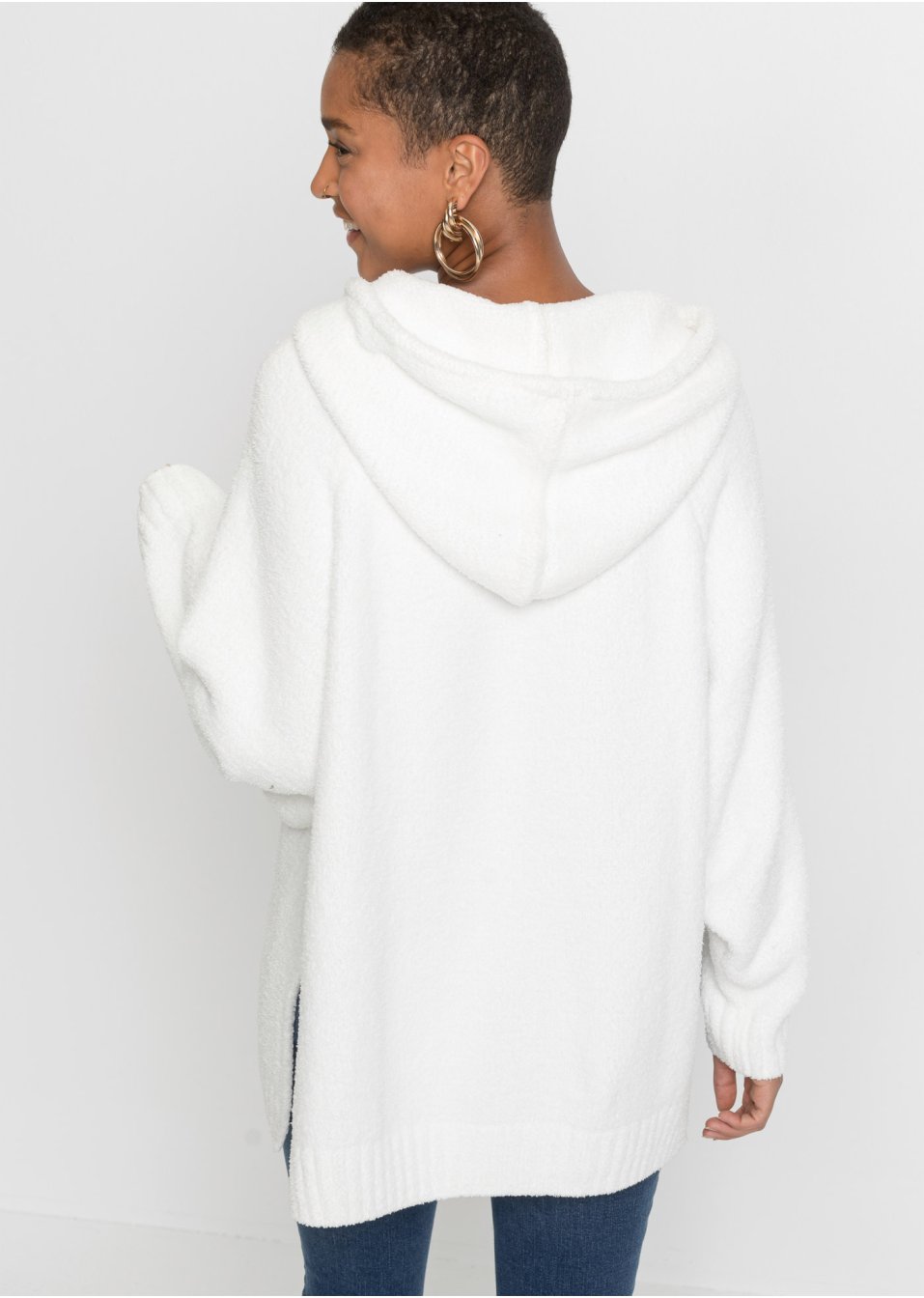 Pull à capuche en maille peluche