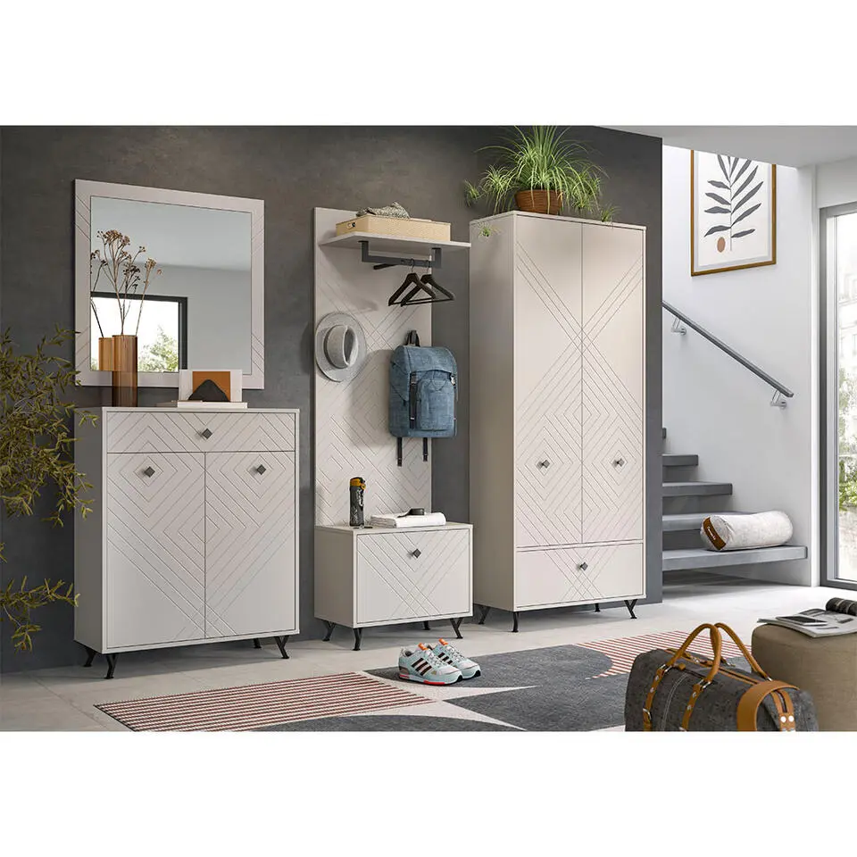 Hioshop Notes schoenenkast 2 deuren mat beige