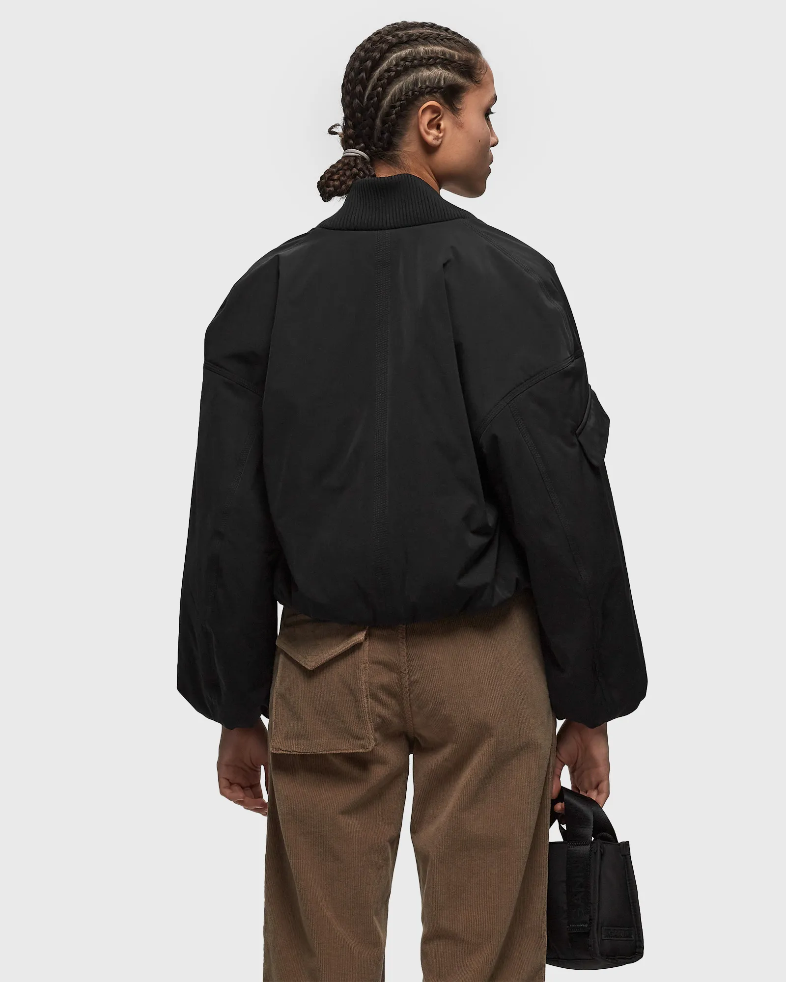 Ganni Light Twill Oversized Short Bomber Jacket